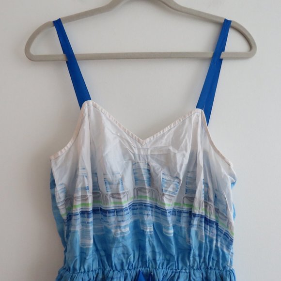 ANTHROPOLOGIE LILKA White Blue Swimming Pool Resort Cotton Dress Cover Up Small - Picture 3 of 13